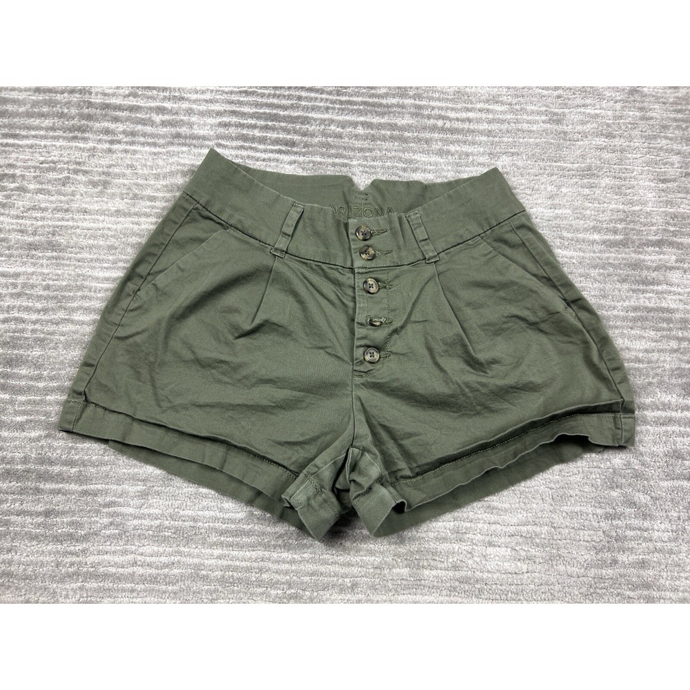 Arizona Shorts‎ Juniors 3 Green Button Fly Cotton Blend Casual